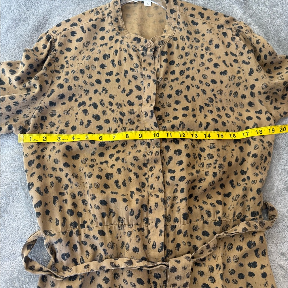 Cloth & Stone Leopard Print Maxi Shirt Dress Belted Button Front Size L Boho Chi - Picture 9 of 14